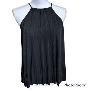 Zara black accordion pleated sleeveless top, size small.